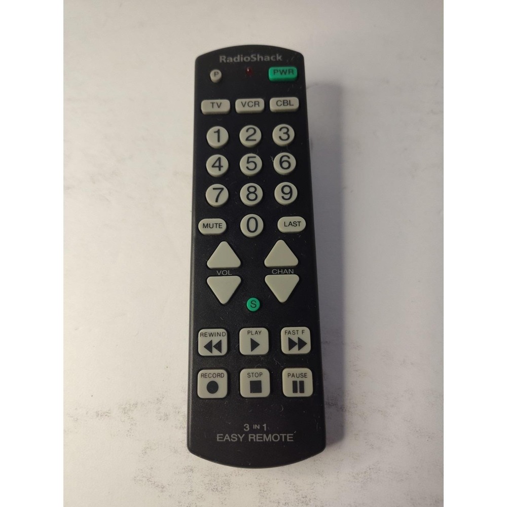 RadioShack 3 in 1 Easy Remote Control 15-1916 B Television TV VCR Cable - Korea‎